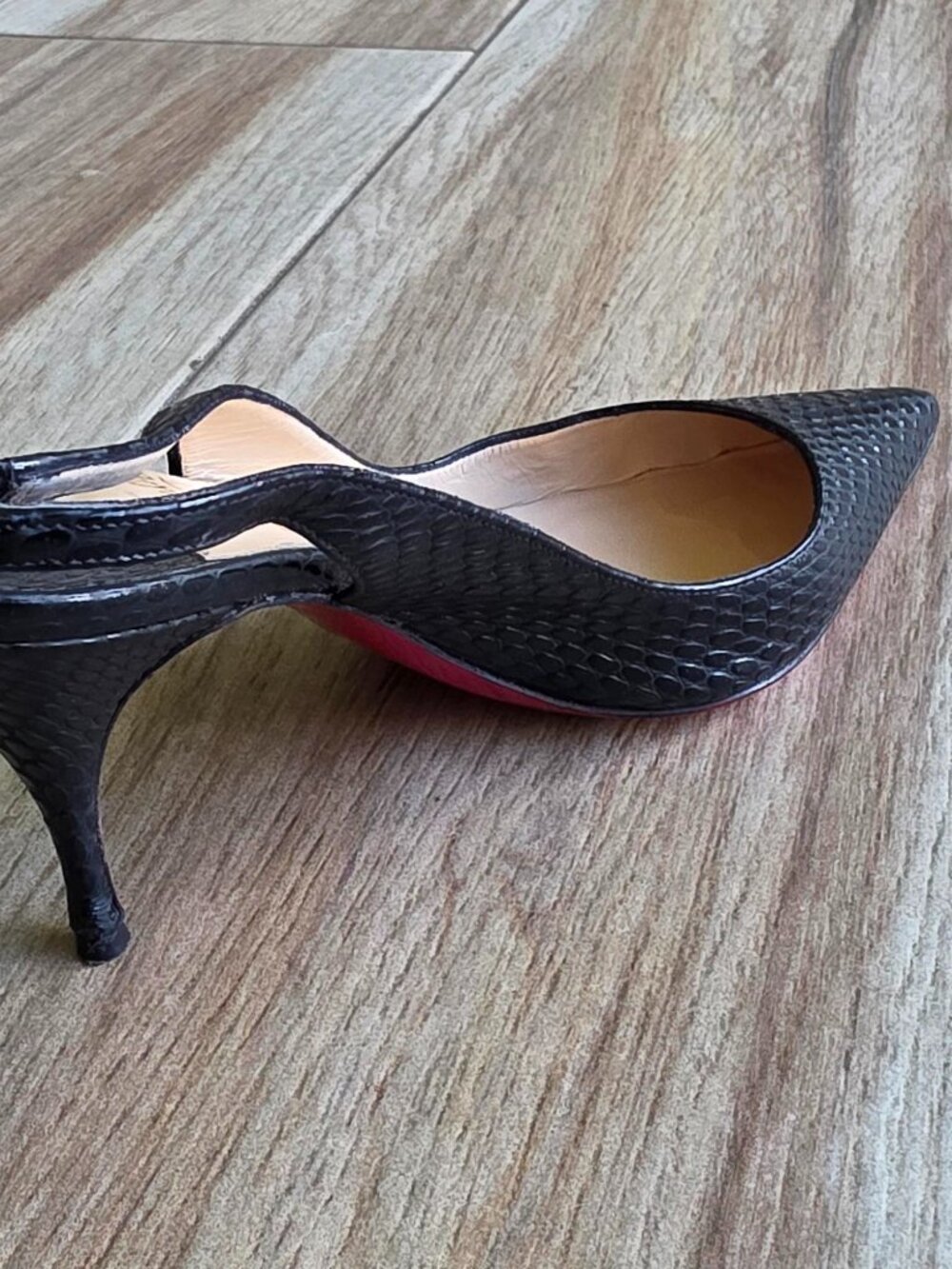 Christian Louboutin Black Lizard Print Slingback Shoes Eur. 37 - Picture 11 of 13